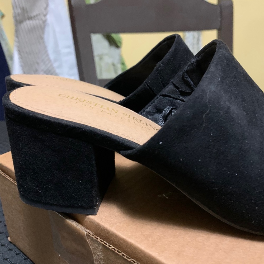 Black Suede Mule Slide